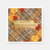 秋のカボチャと木の葉 スタンダードカクテルナプキン (正面)