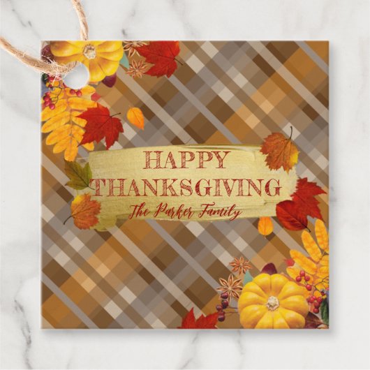 秋のカボチャと木の葉 フェイバータグ (正面)