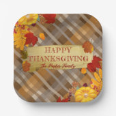 秋のカボチャと木の葉 ペーパープレート (正面)