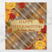 秋のカボチャと木の葉 ワインラベル (シングルラベル)