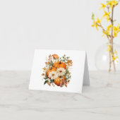 秋のカボチャと花のイラスト カード (黄色い花)