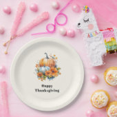 秋のカボチャと花の感謝祭 ペーパープレート (パーティー)