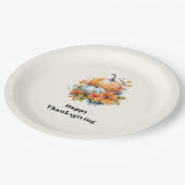 秋のカボチャと花の感謝祭 ペーパープレート (アングル)