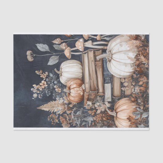 秋のカボチャと花の秋デコパージュ 薄葉紙 (正面)