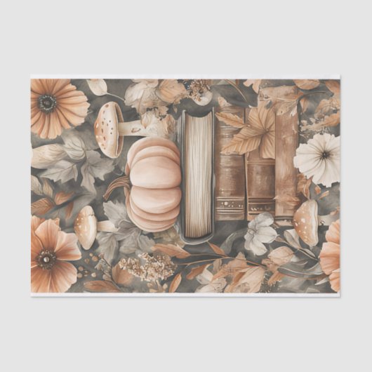 秋のカボチャと花の秋デコパージュ 薄葉紙 (正面)