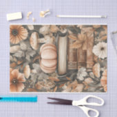 秋のカボチャと花の秋デコパージュ 薄葉紙 (クラフト)