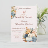 秋のカボチャと花の誕生日パーティー招待状 招待状 (スタンド正面)