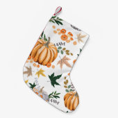秋のカボチャと花柄 スモールクリスマスストッキング (正面 (吊り時))