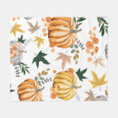 秋のカボチャと花柄 フリースブランケット (正面(横))