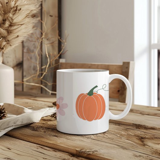 秋のカボチャと花 コーヒーマグカップ