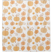 秋のカボチャと葉パステルパターン シャワーカーテン (正面)