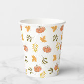 秋のカボチャと葉パターン紙カップ 紙コップ (裏面)