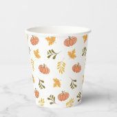 秋のカボチャと葉パターン紙カップ 紙コップ (正面)