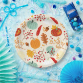 秋のカボチャと葉パターン紙プレート ペーパープレート (パーティー)