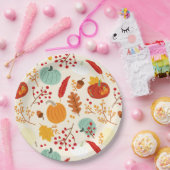 秋のカボチャと葉パターン紙プレート ペーパープレート (パーティー)