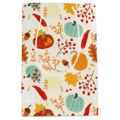 秋のカボチャと葉パターン ミディアムペーパーバッグ (正面)