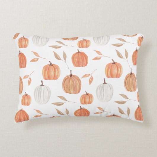 秋のカボチャと葉 アクセントクッション (正面)