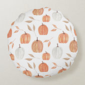 秋のカボチャと葉 ラウンドクッション (裏面)