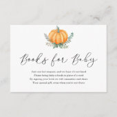 秋のカボチャと赤ちゃんシャワー用の緑の本 エンクロージャーカード (正面)