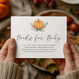 秋のカボチャと赤ちゃんシャワー用の緑の本 エンクロージャーカード