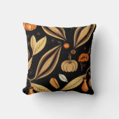 秋のカボチャと離れヴィンテージパターン(の模様が)ある クッション (正面)