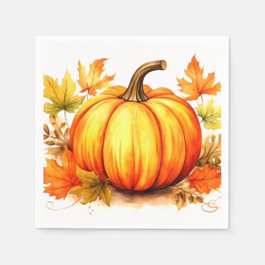 秋のカボチャと離れ秋ナプキン スタンダードカクテルナプキン (正面)