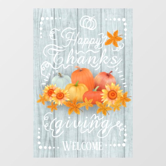 秋のカボチャと青い松 ウィンドウサイン (シート)