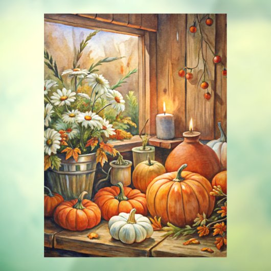 秋のカボチャのウィンドウにしがみつく ウィンドウサイン (シート3)