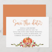 秋のカボチャのウェディング・セーブ・ザ・デート 招待状 (正面/裏面)