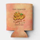 秋のカボチャのオレンジの背景 缶クーラー (裏面)