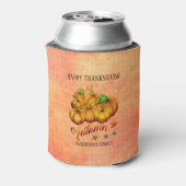 秋のカボチャのオレンジの背景 缶クーラー (缶裏面)