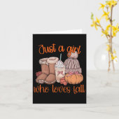 秋のカボチャのスパイスが大好きなただの女の子コケット カード (黄色い花)