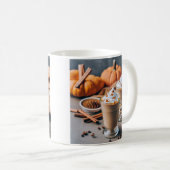 秋のカボチャのスパイスの味ラテ喜び コーヒーマグカップ (正面右)