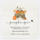 秋のカボチャのスパイス |手作りの自家製キャンドル スクエアシール (正面)