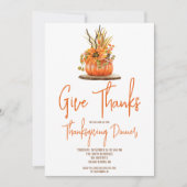 秋のカボチャのセンターピース感謝祭ディナー 招待状 (正面)