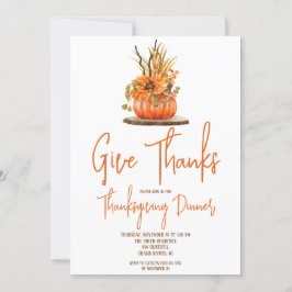 秋のカボチャのセンターピース感謝祭ディナー 招待状