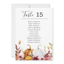 秋のカボチャのテーブルカードの座席表