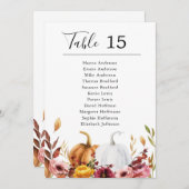 秋のカボチャのテーブルカードの座席表 招待状 (正面/裏面)