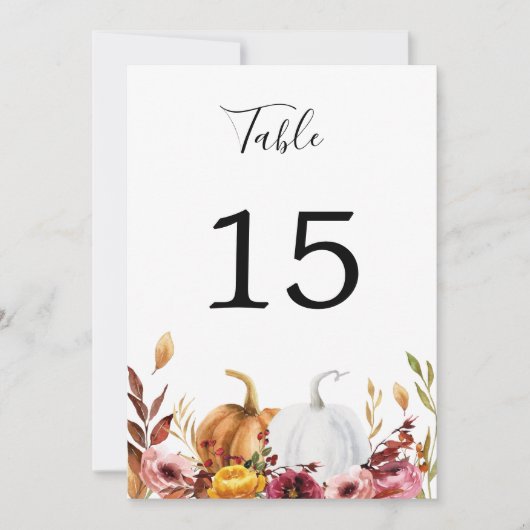 秋のカボチャのテーブル番号 招待状 (正面)