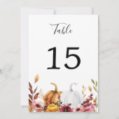 秋のカボチャのテーブル番号 招待状 (裏面)