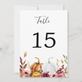 秋のカボチャのテーブル番号 招待状