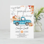 秋のカボチャのトラック　ベイビーシャワーのご案内 招待状 (スタンド正面)