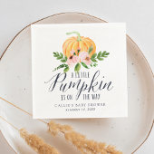 秋のカボチャのピンクのフローラ赤ちゃんシャワー スタンダードカクテルナプキン