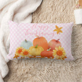 秋のカボチャのピンクジンガム ランバークッション (ブランケット)