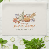 秋のカボチャのブーケファミリー名 キッチンタオル (折り畳み)