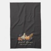 秋のカボチャのブーケファミリー名 キッチンタオル (縦)