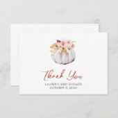 秋のカボチャのベイビーシャワー感謝カード サンキューカード (正面/裏面)