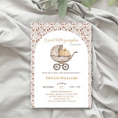 秋のカボチャのベビーカーのニュートラル赤ちゃんシャワー 招待状