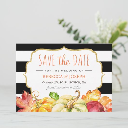 秋のカボチャのメープル葉秋は日付を保存 セーブザデート (スタンド正面)