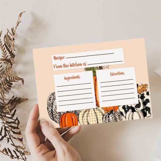 秋のカボチャのレシピカード エンクロージャーカード